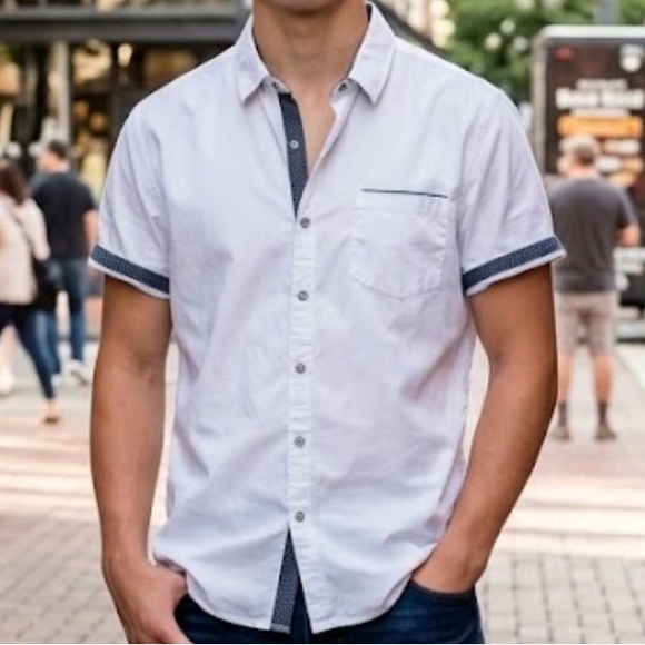 Craft and Flow Other - Craft Flow Men's Short-Sleeve Button-Down Shirt - White